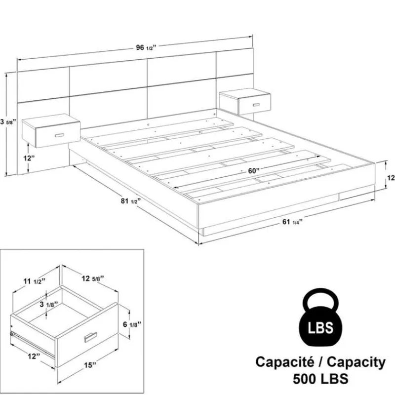SUA-V Queen Bedroom Set (60") - 5 pcs