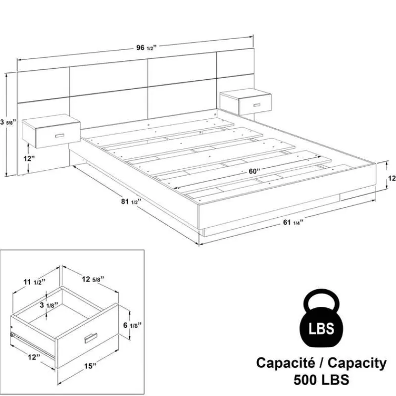 SUA-V Queen Bedroom Set (60") - 5 pcs