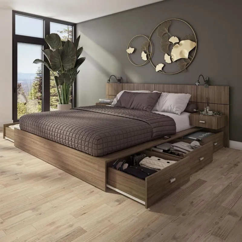 SUA-V Queen Bedroom Set with 6-Drawer Storage (60") - 4 pcs