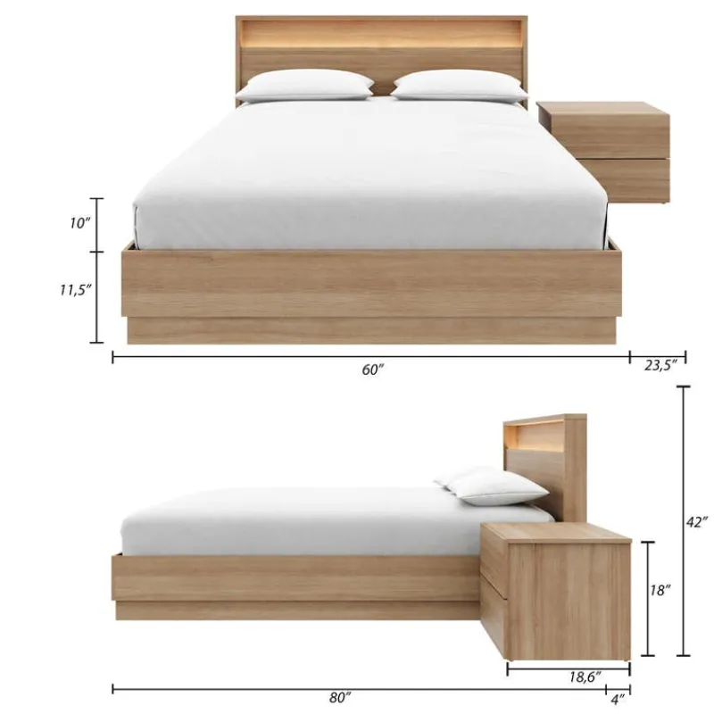 Nexera Queen Bedroom Set with Lighting (60") - 3 pcs -