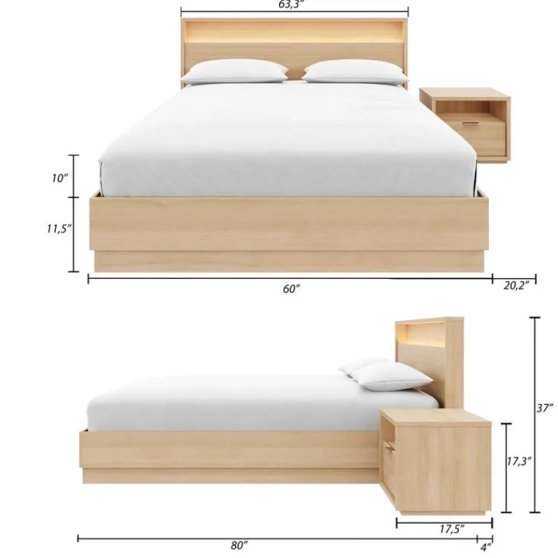 Nexera Queen Bedroom Set with Lighting (60") - 3 pcs -