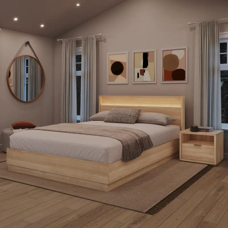Nexera Queen Bedroom Set with Lighting (60") - 3 pcs -