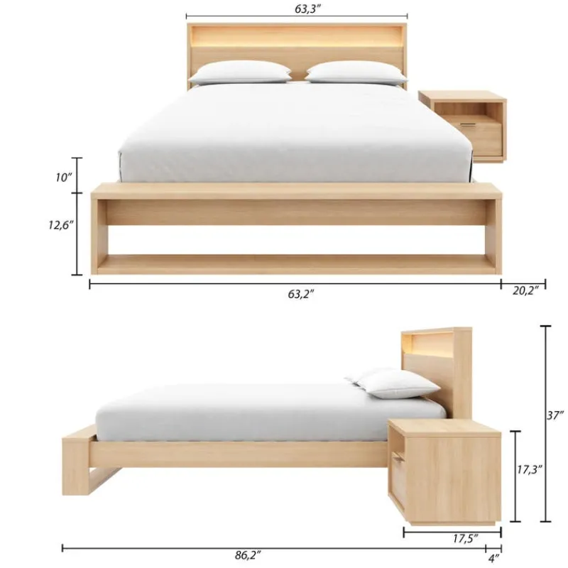 Nexera Queen Bedroom Set with Lighting (60") - 3 pcs -
