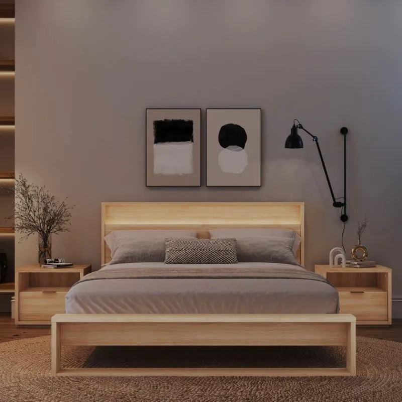 Nexera Queen Bedroom Set with Lighting (60") - 4 pcs -