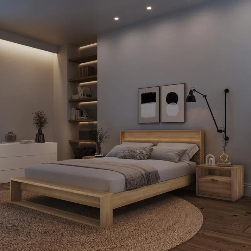 Nexera Queen Bedroom Set with Lighting (60") - 4 pcs -