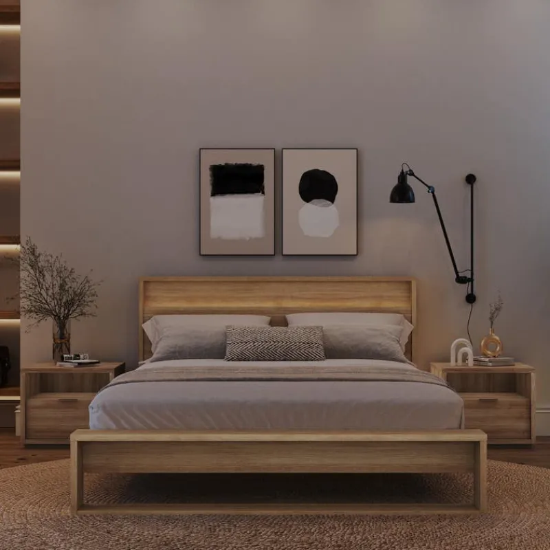Nexera Queen Bedroom Set with Lighting (60") - 4 pcs -