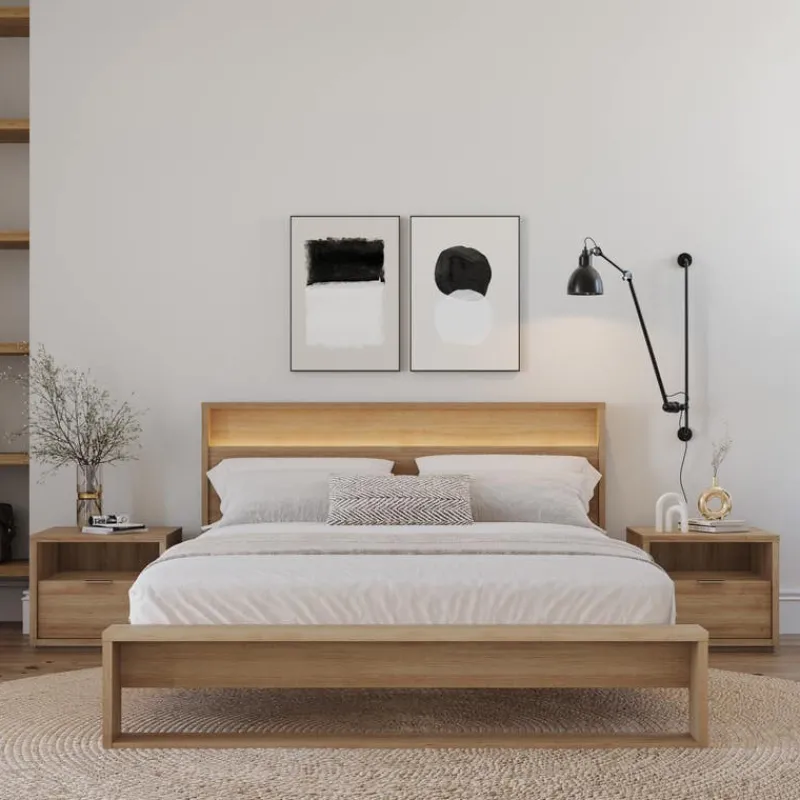 Nexera Queen Bedroom Set with Lighting (60") - 4 pcs -