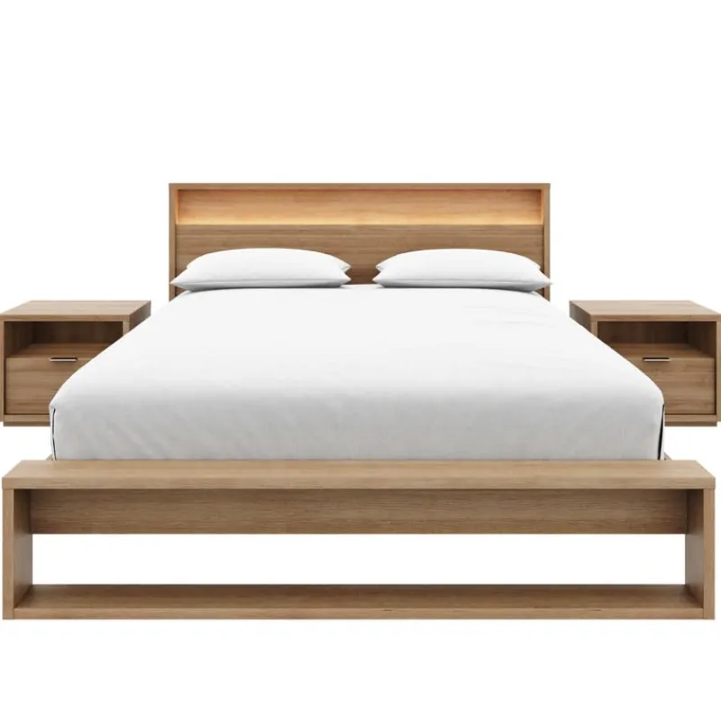 Nexera Queen Bedroom Set with Lighting (60") - 4 pcs -