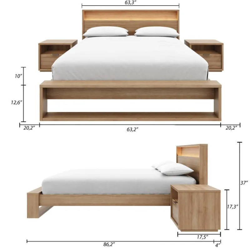 Nexera Queen Bedroom Set with Lighting (60") - 4 pcs -