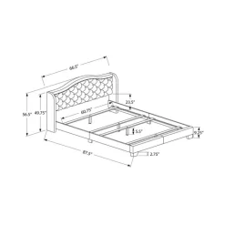 Monarch Queen Fabric Bed with Headboard (60") -