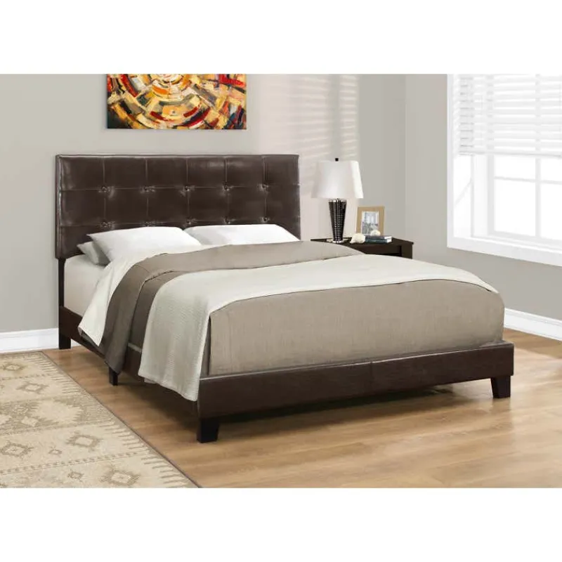 Monarch Queen Leather-Look Bed with Headboard (60") -