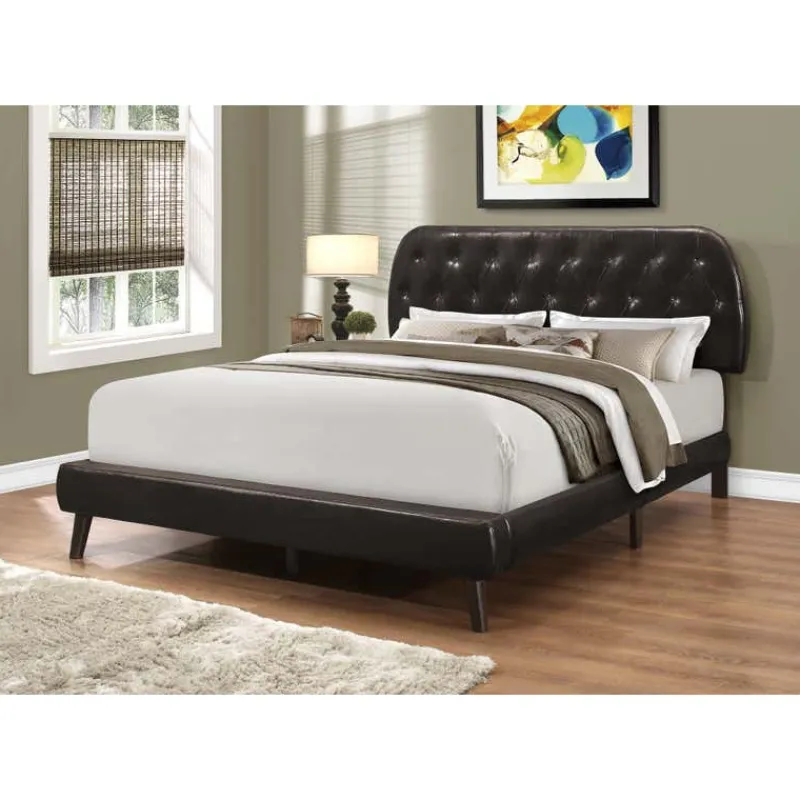 Monarch Queen Leather-Look Bed with Headboard (60") -