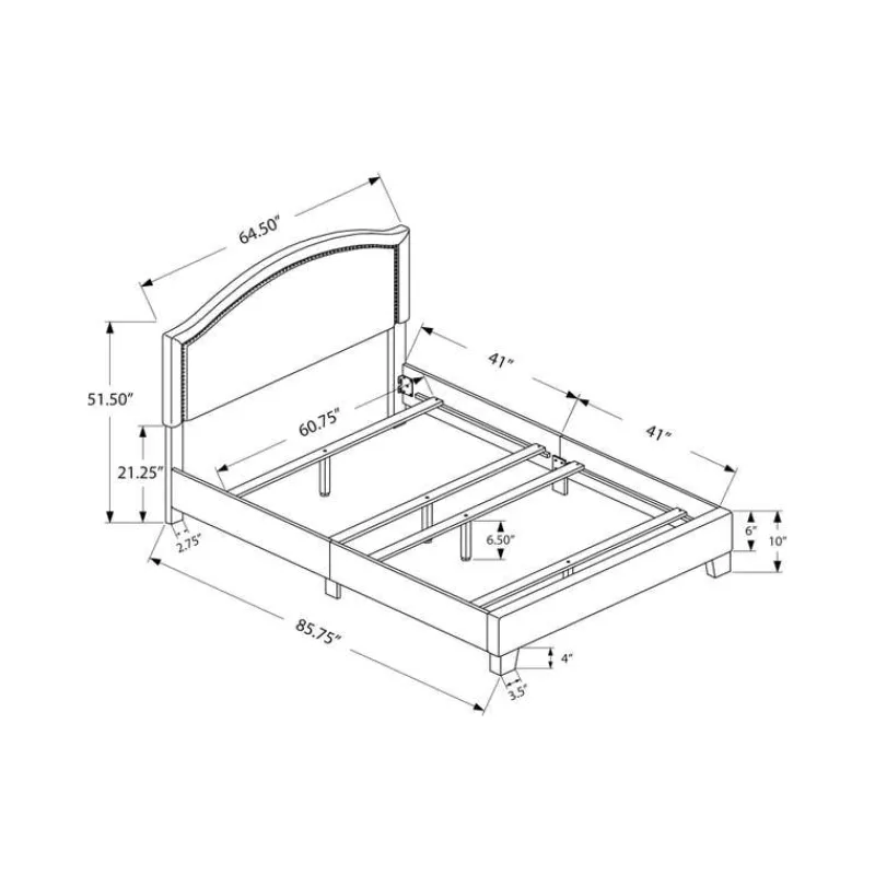 Monarch Queen Leather-Look Bed with Headboard (60") -