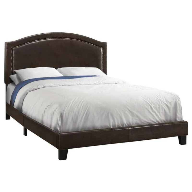 Monarch Queen Leather-Look Bed with Headboard (60") -