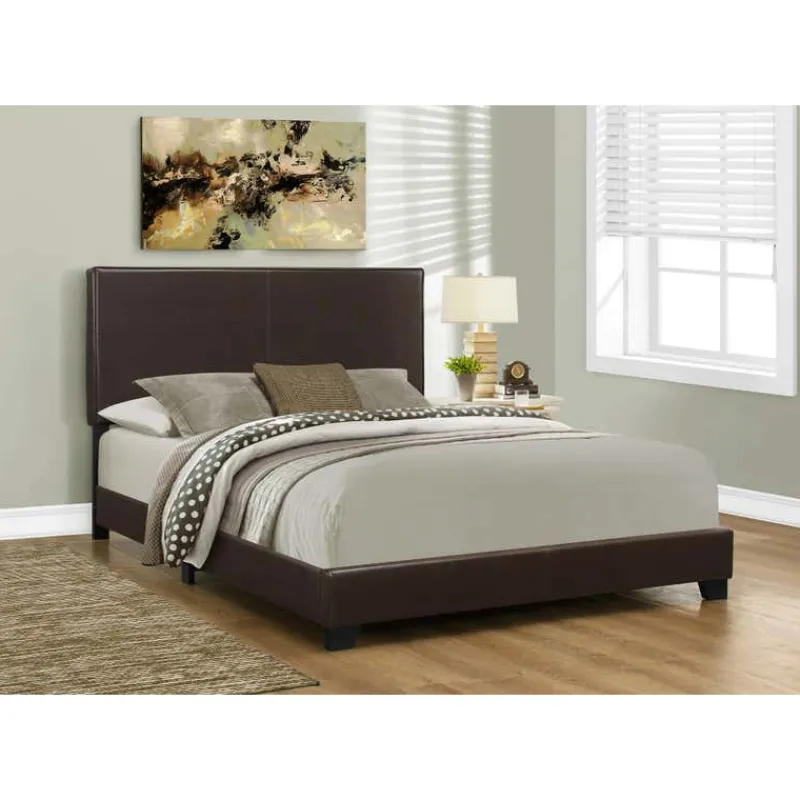 Monarch Queen Leather-Look Bed with Headboard (60") -