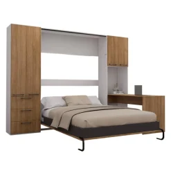 Queen Murphy Bed with Storage Units and Desk -