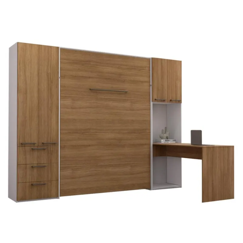 Queen Murphy Bed with Storage Units and Desk -