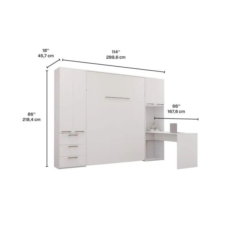 Queen Murphy Bed with Storage Units and Desk -