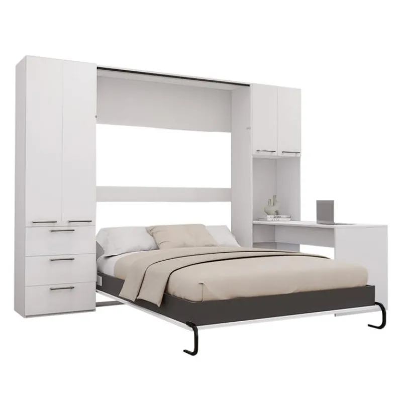 Queen Murphy Bed with Storage Units and Desk -