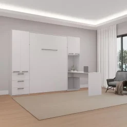 Queen Murphy Bed with Storage Units and Desk -