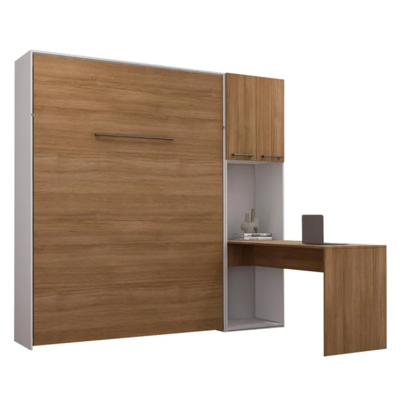 Queen Murphy Bed with Storage Cabinets and Desk -
