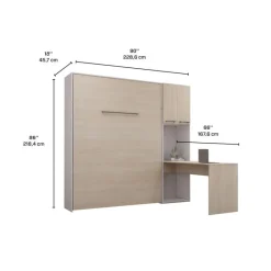Queen Murphy Bed with Storage Cabinets and Desk -