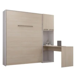Queen Murphy Bed with Storage Cabinets and Desk -