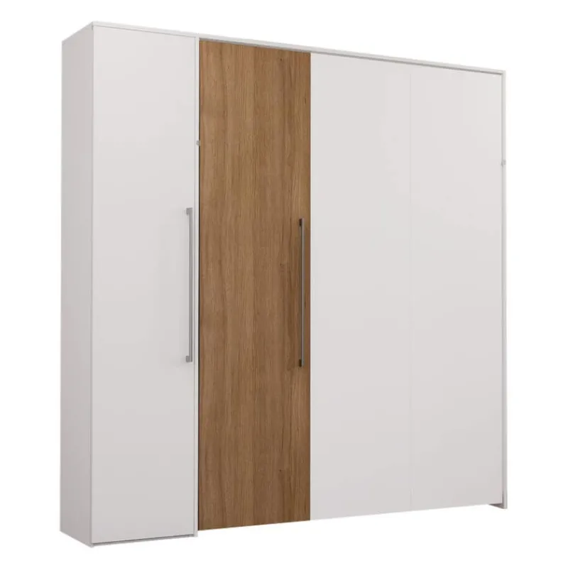 Queen Murphy Bed with Storage Unit - White &