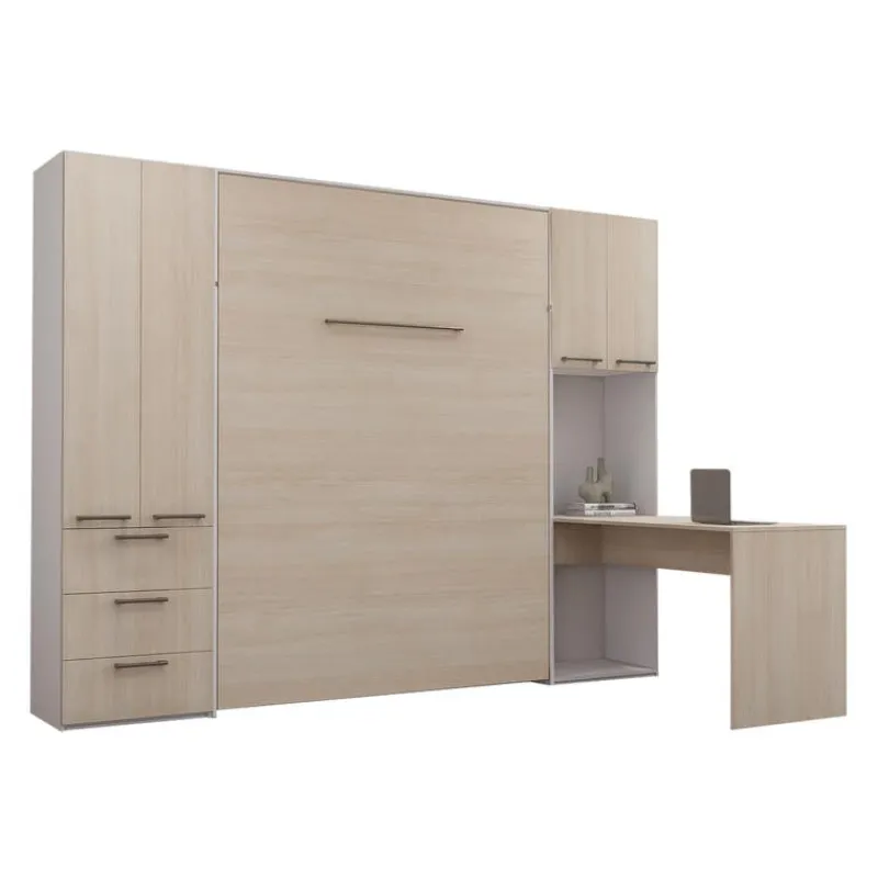 Queen Murphy Bed with Storage Units and Desk -