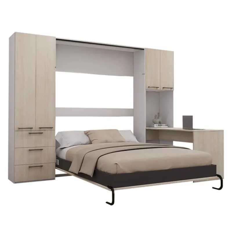 Queen Murphy Bed with Storage Units and Desk -