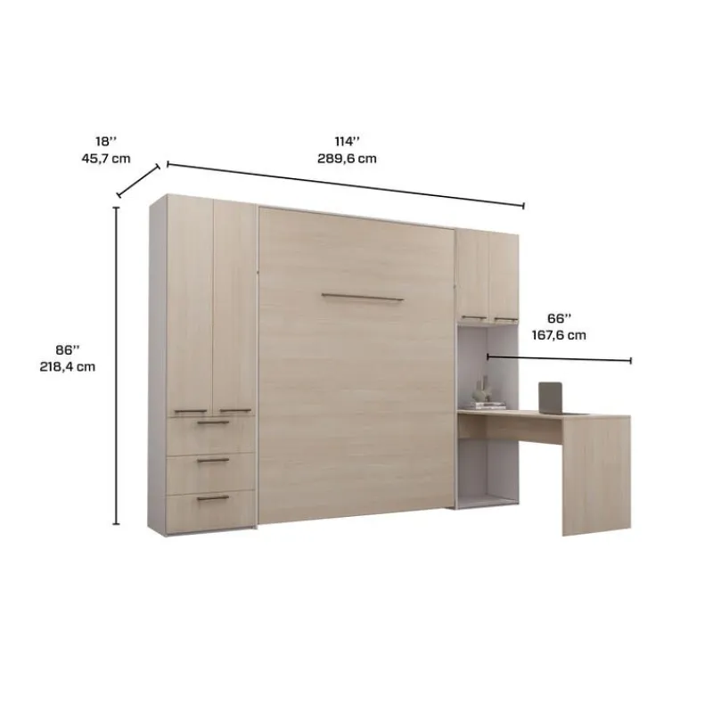 Queen Murphy Bed with Storage Units and Desk -