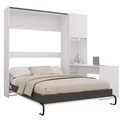 Queen Murphy Bed with Storage Cabinets and Desk -