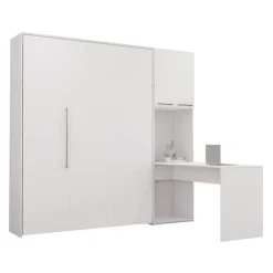 Queen Murphy Bed with Storage Cabinets and Desk -