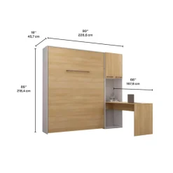 Queen Murphy Bed with Storage Cabinets and Desk -