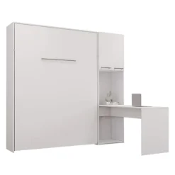 Queen Murphy Bed with Storage Cabinets and Desk -