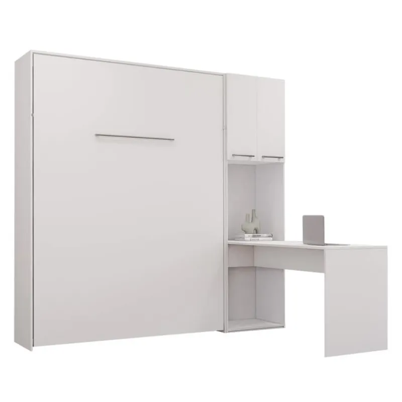 Queen Murphy Bed with Storage Cabinets and Desk -