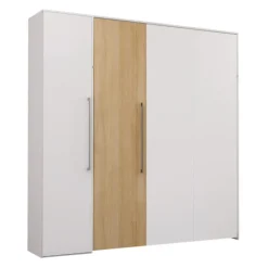 Queen Murphy Bed with Storage Unit - White &