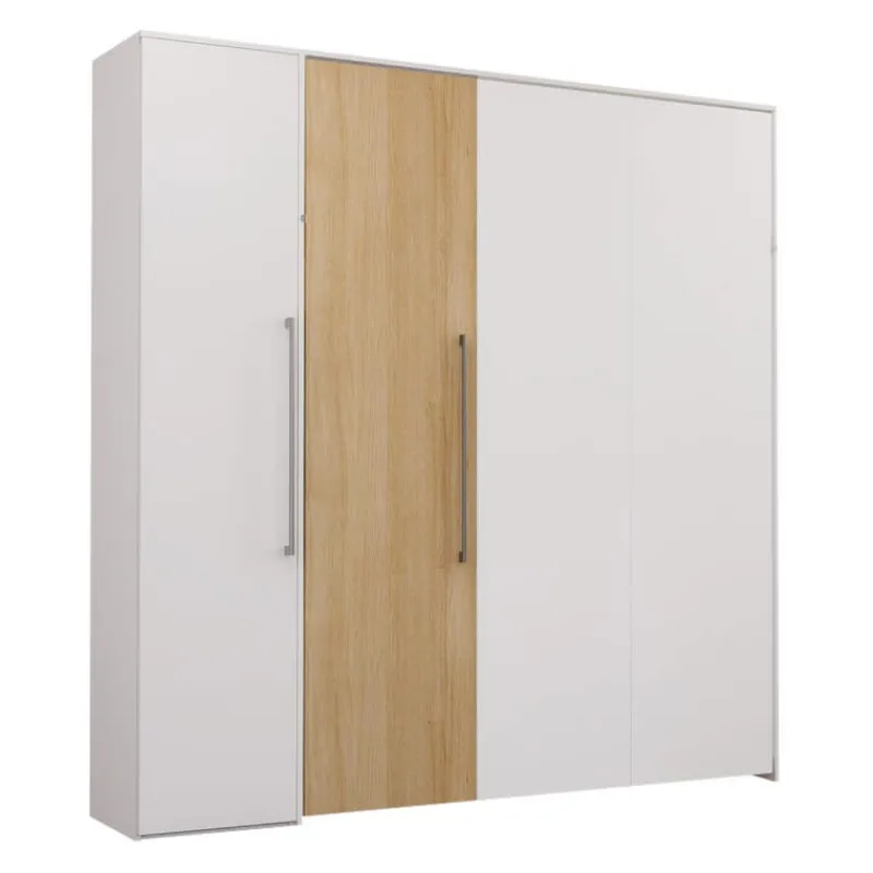 Queen Murphy Bed with Storage Unit - White &
