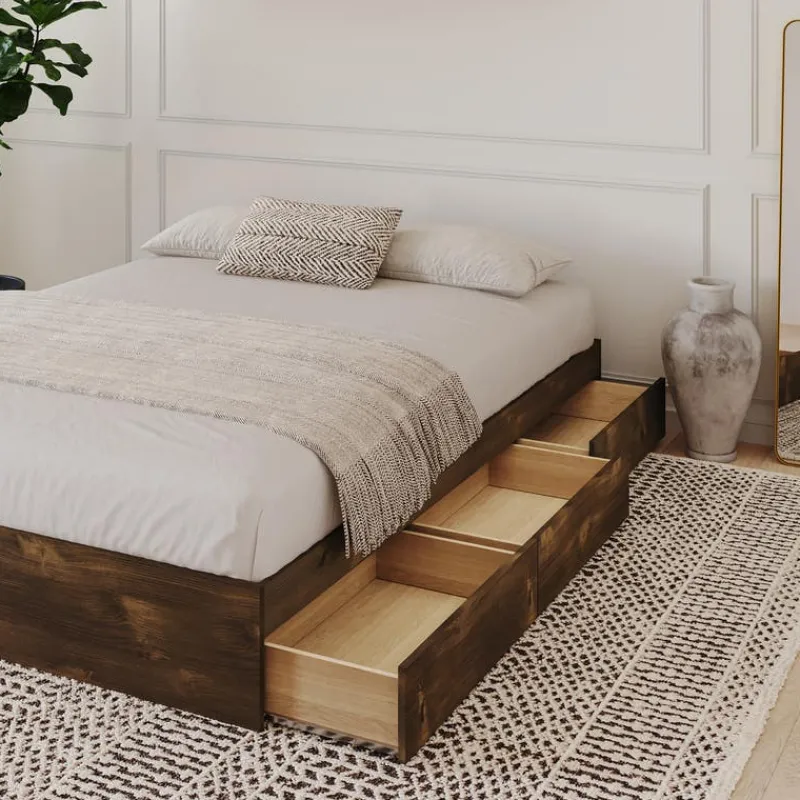 Nexera Queen Platform Bed with 3-Drawer Storage (60") -