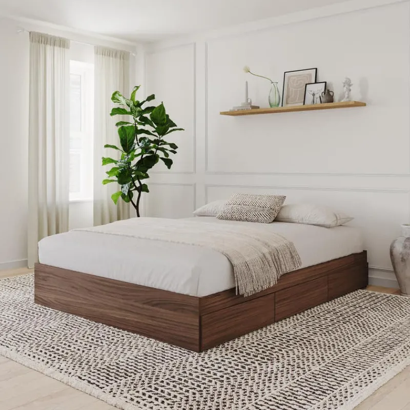 Nexera Queen Platform Bed with 3-Drawer Storage (60") -