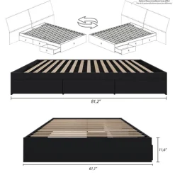 Nexera Queen Platform Bed with 3-Drawer Storage (60