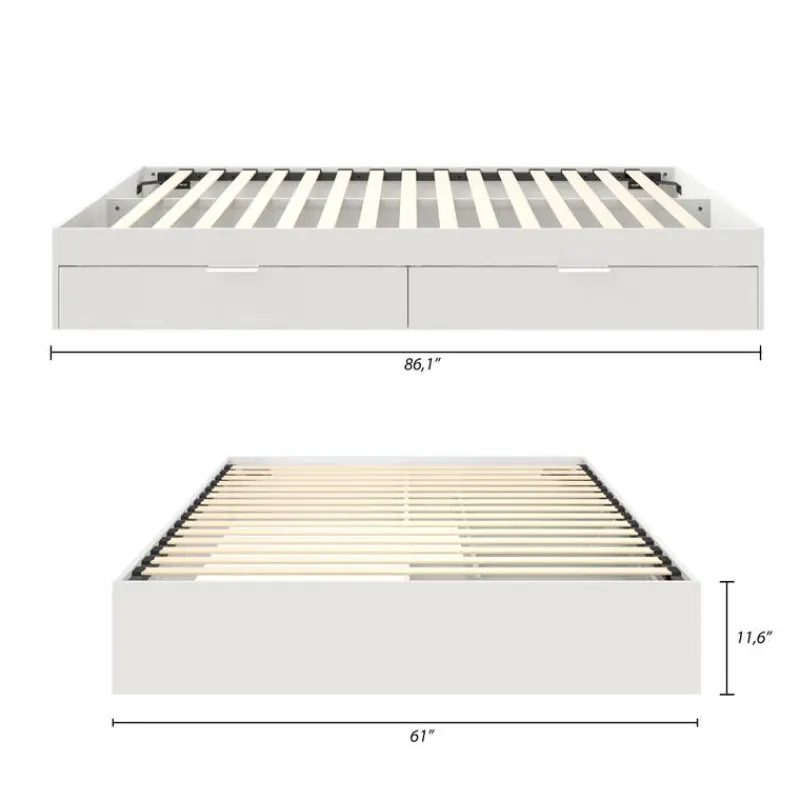 Nexera Queen Platform Bed with 2-Drawer Storage (60") -