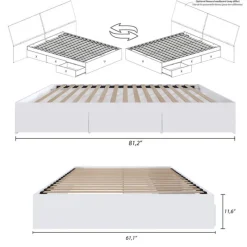 Nexera Queen Platform Bed with 3-Drawer Storage (60") -