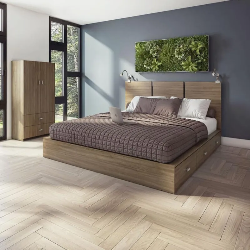 SUA-V Queen Platform Bed with Headboard (60")