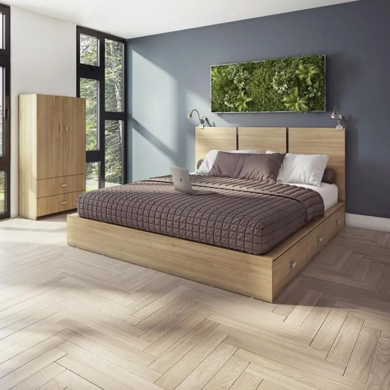 SUA-V Queen Platform Bed with Headboard (60")