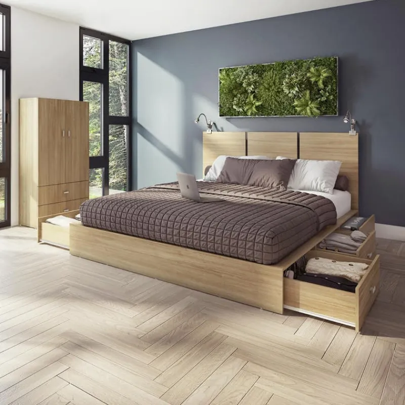 SUA-V Queen Platform Bed with Headboard (60")