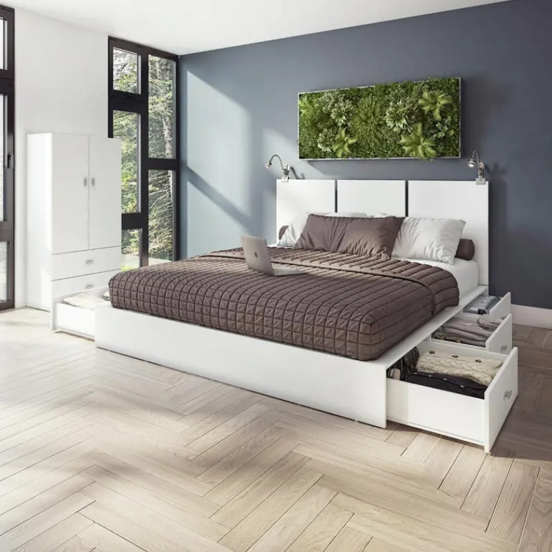 SUA-V Queen Platform Bed with Headboard (60")