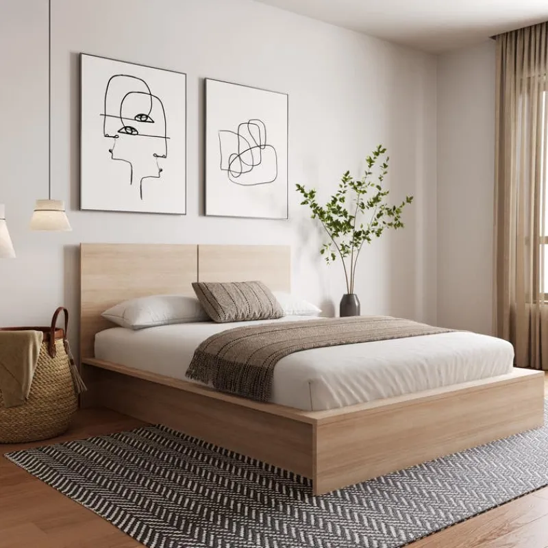Nexera Queen Platform Bed with Headboard (60") -