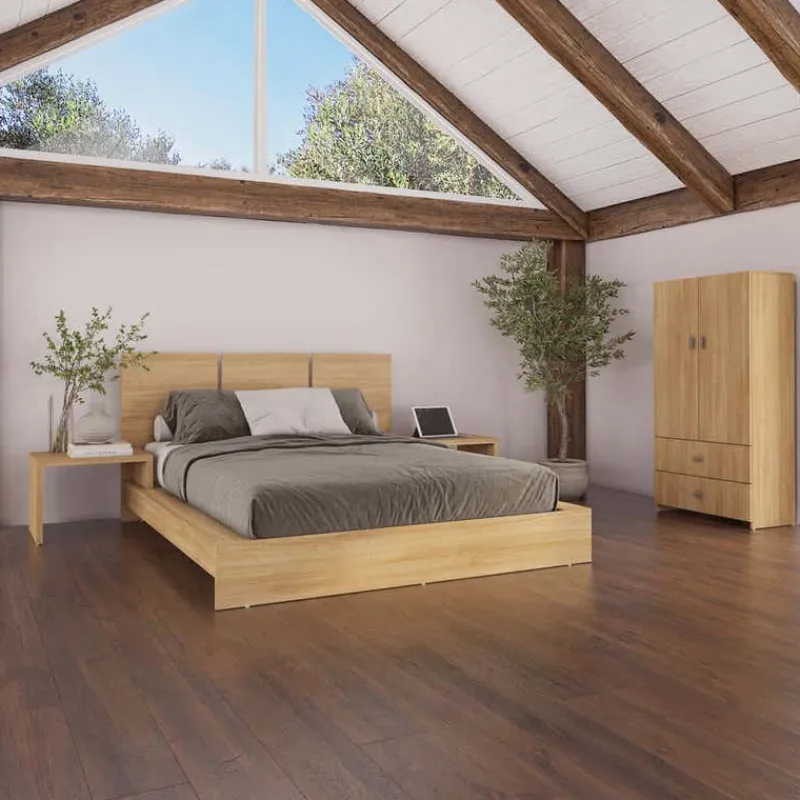 SUA-V Queen Platform Bed with Integrated Bedside Tables (60")