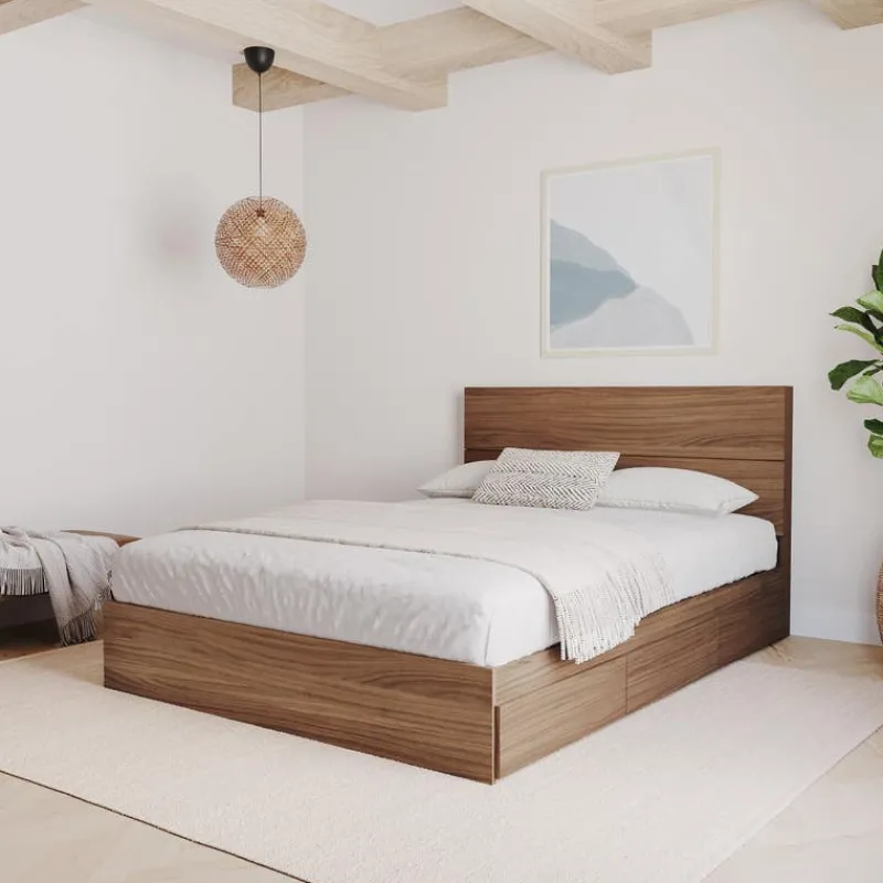 Nexera Queen Size Panel Headboard, Walnut -